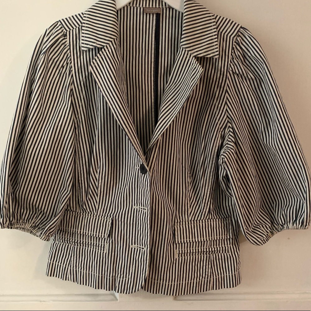 Halogen Strip Balloon Sleeve Blazer